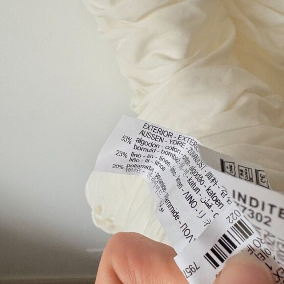 Zara Draped Linen Blend Ruched Mini Dress Ecru White Size Small - Picture 10 of 10